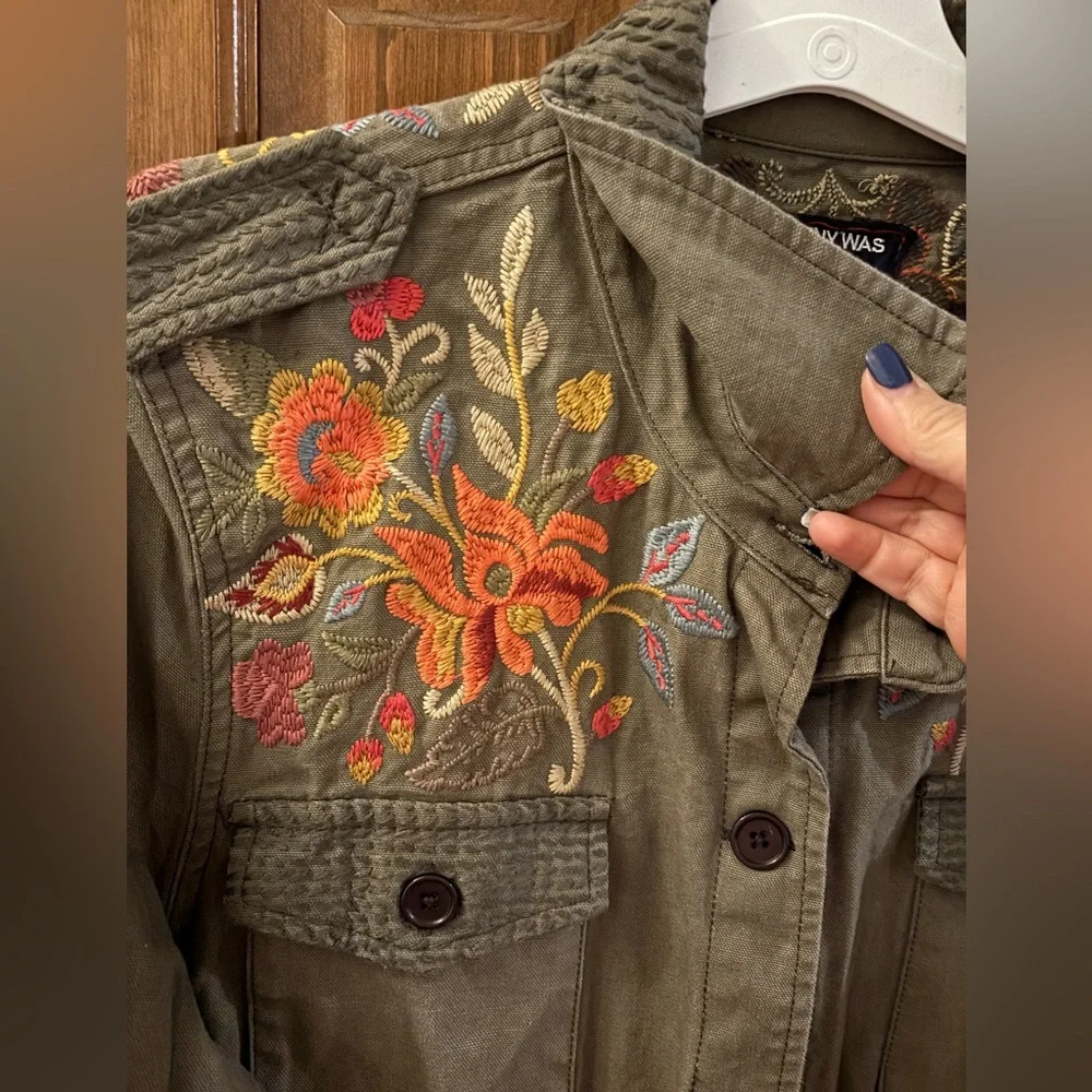 Johnny Was Violette Eyelet Embroidered Military Jacket XL - Picture 4 of 15